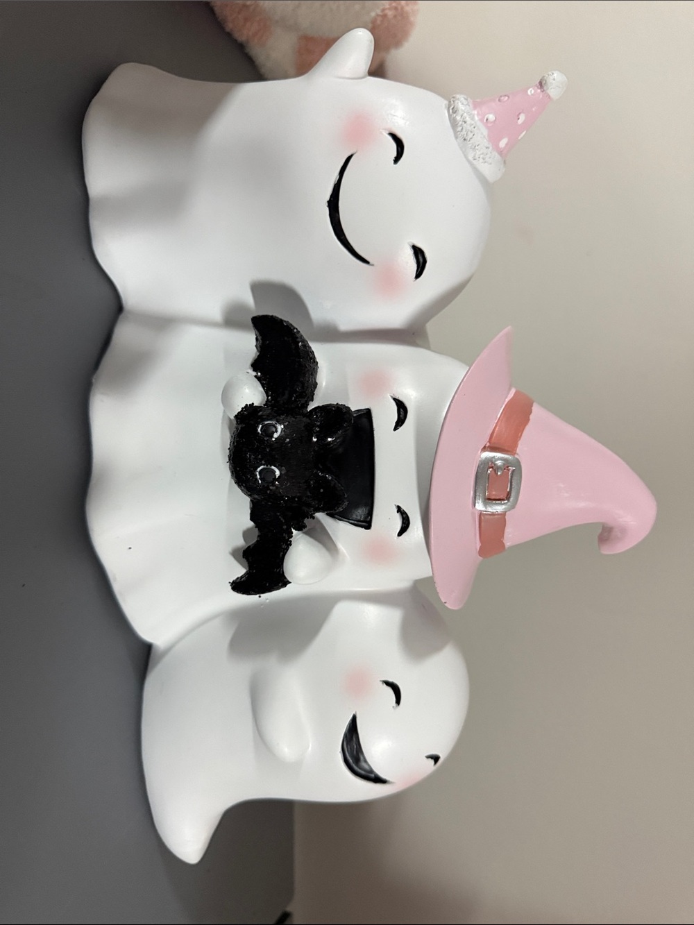 Cute Pink Witch Hat Ghost Figurine for Kids